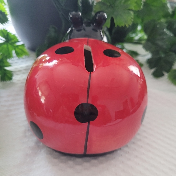 Glaze Ceramic Ladybug Coin Piggy Bank Red. - Picture 5 of 10